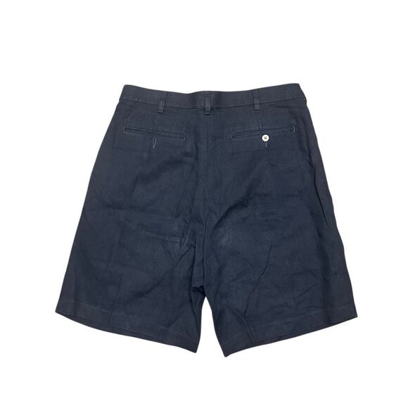 Jos. A. Bank Navy Blue Chino Shorts Size 35 Pleated Linen Casual Pockets - Picture 3 of 12